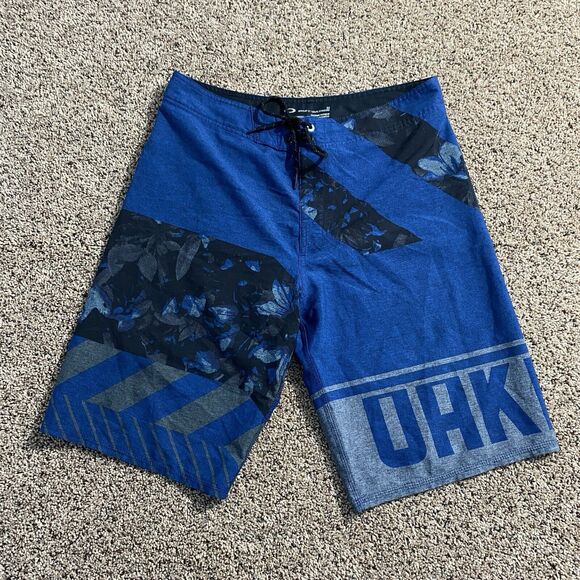 Oakley Boardshorts Mens 32 Blue Black Regular Fit Bathing Suit Swim Trunks Surf - Picture 1 of 6